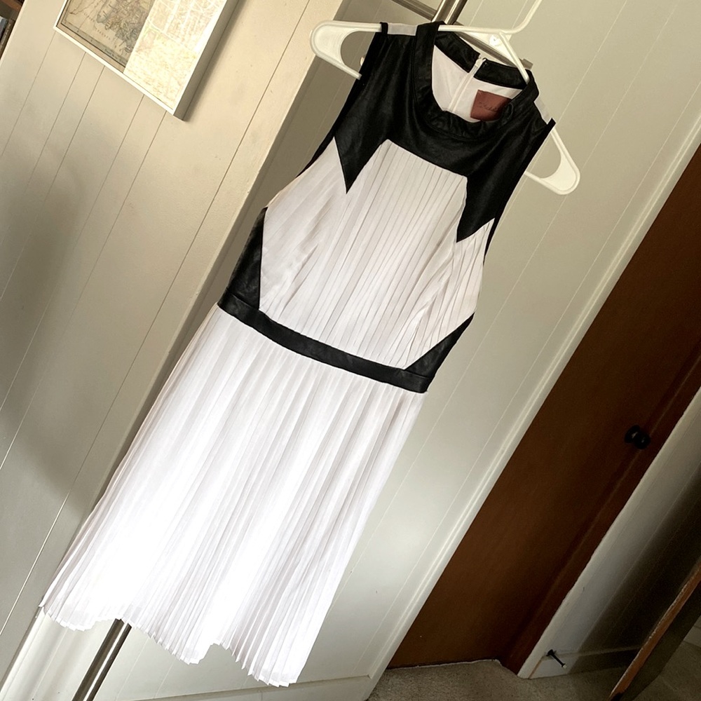 White and Black Pleated Dress